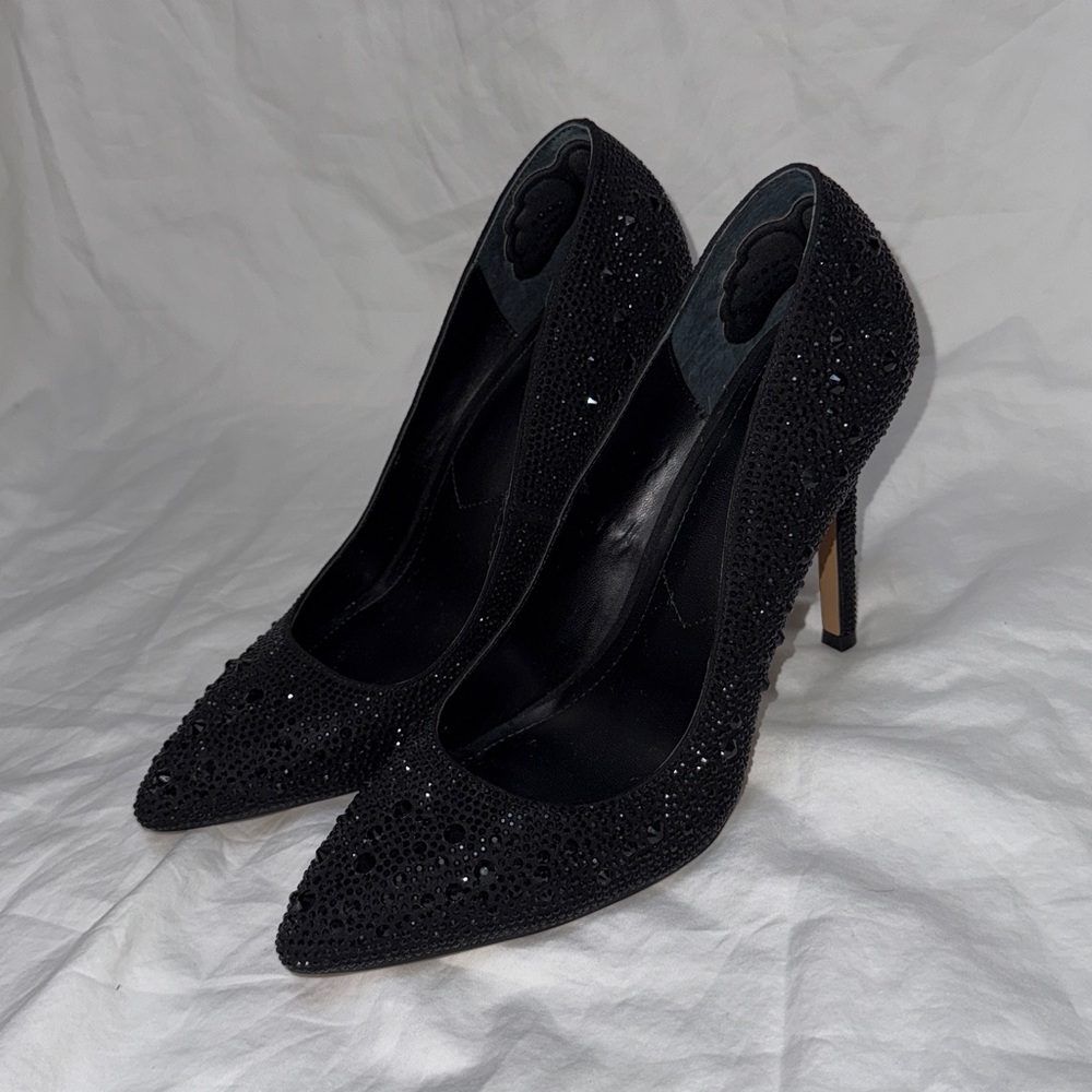 Women’s Charles By Charles David Black Rhinestone Stiletto High Heels. Size 8 - Picture 6 of 15